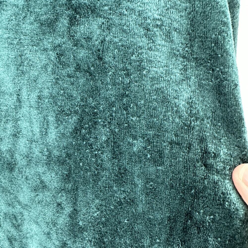 Carole Little Shirt Womens Medium Green Velvet Velour Button Front Long Sleeve - Picture 10 of 11